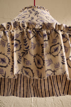 Daunder Indigo Ruffle Statement Lampshade in Indigo showing a close up of the ruffled and contrast lining