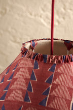 Close-up of Ellis Ruffle Statement Lampshade in Merlot showing the gathered ruffle edge detail on the top of lampshade