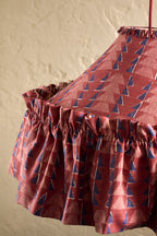 Close-up of Ellis Ruffle Statement Lampshade in Merlot showing the gathered ruffle hem detail